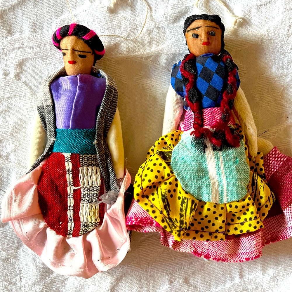 2 Handmade Christmas Ornaments from Mexico circa 1990